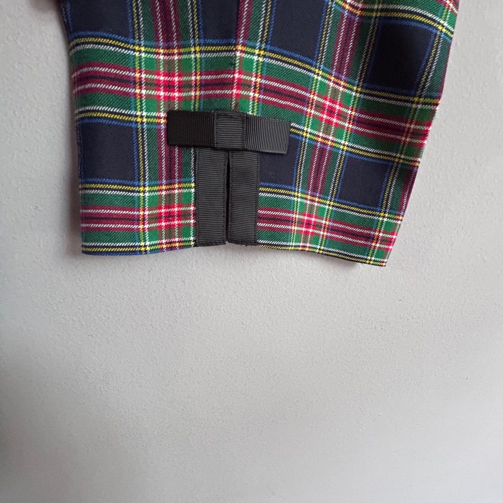 Talbots Womens 12 Plaid Wool Blend Ankle Pants Green Red Blue Bow Hem Trousers - Picture 6 of 10